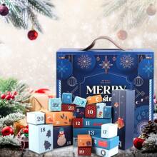 DIY Christmas Advent Calendar - 1pc Paper Advent Calendar Kit With 24 Fillable Boxes, Lid & Multiple Components, Festive Designs For Personalized Holiday Countdown, Gift Giving & Crafting,Christmas Valentine Day