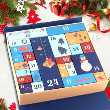 DIY Christmas Advent Calendar - 1pc Paper Advent Calendar Kit With 24 Fillable Boxes, Lid & Multiple Components, Festive Designs For Personalized Holiday Countdown, Gift Giving & Crafting,Christmas Valentine Day