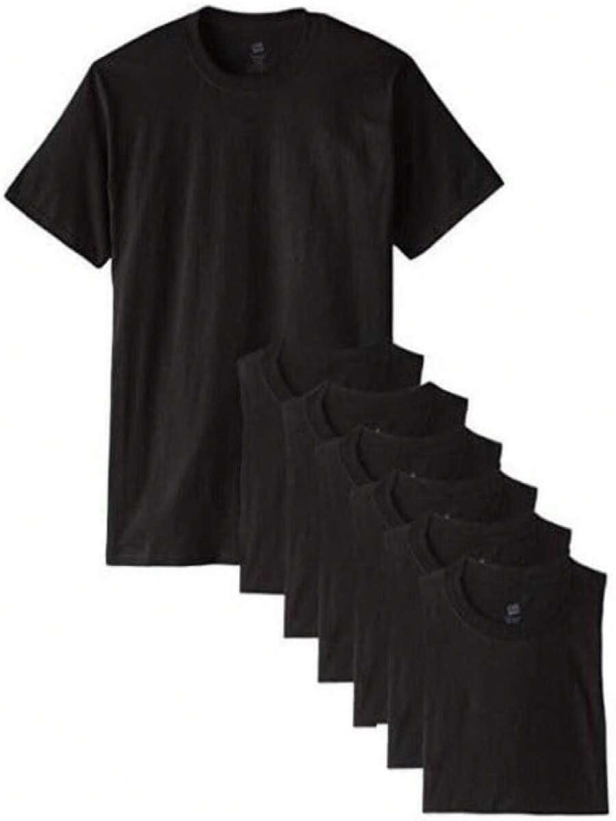 Hanes Men's 7 Pack T-Shirts 100% Cotton Value Pack - màu đen - Xem 1