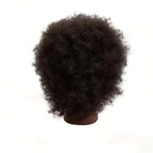 Afro Mannequin Head With Curly Real Hair, With Display Stand For Hairstyling Practice - Black - View 3