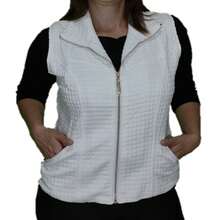 Elegant White Matelassé Women's Vest - 白色 - 查看 5
