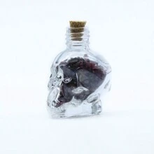 1 Unidad Botella de Deseos con Cabeza de Calavera de Triturado de Cristal Natural, Piedra de Cristal en Bruto, Decoración del Hogar