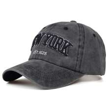 Washed NEW YORK Embroidered Baseball Cap, Sun Hat - Multicolor - View 9