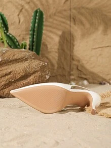 Giày cao gót mũi nhọn kiểu slip-on dành cho nữ, giày cao gót gót nhọn - trắng - Xem 7