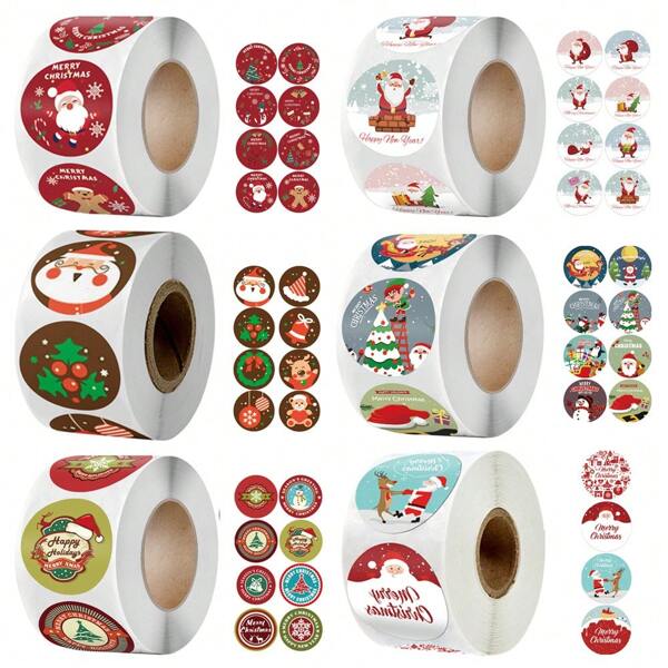 500pcs/Roll Christmas Gift Stickers Decorative Sealing Sticker Merry Christmas Reward Self-Adhesive Labels Christmas Decorations Christmas Decor Christmas Gifts Christmas Wrapping Paper  Christmas Party Supplies Christmas Gift Bags Christmas Bags Christmas Stickers