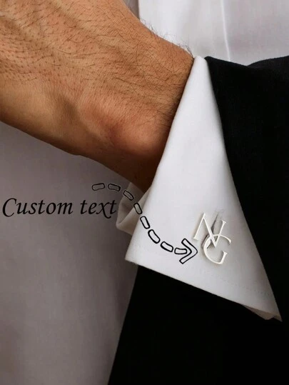 Customized Personalized Cufflinks, Groom Wedding Cufflinks, Groomsman Gift, Initial Cufflinks - Father's Day Gift, Brother Gift, Letter Gift, Stainless Steel, Graduation Ceremony, Suitable For All Year Round, School Supplies, Suitable For Teenagers, Middle School Students, High School Students, College Students, Freshmen, Sophomores, Lower Grade Students, Exquisite And Romantic, Urban Casual