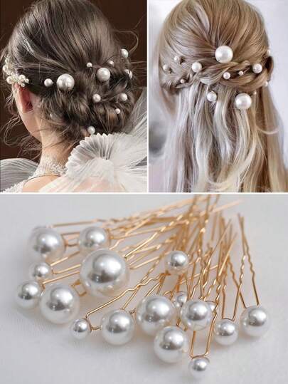 topshiny 18pcs/Set U-Shaped Faux Pearl Hair Clips, New Minimalist Everyday Headpieces For Weddings, Parties, Bridal Hair Combs Combs For Hair Side Comb, School Stuff, College, Pearl Hair Accessories, Bridesmaids Gifts