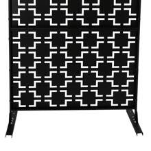 ZhdnBhnos LINSIE Outdoor Privacy Screen 6.2FT Height Checker Pattern Privacy Screen Panels Decorative Panels Freestanding Outdoor Privacy Fence Screens For Patio, Balcony, Garden, Porch, Black Outdoor Decorative Privacy Screen Panel Planter Wall Metal Fence Panels Black The Best Gift/Present For Family&Friends Happy Christmas - Black - View 8