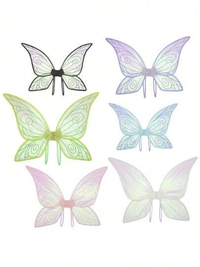1pc Butterfly Wings COS Fairy Dress Up Holiday Party Costume Ball Performance Props White & Pink & Green & Blue & Purple Cupid Wings Halloween