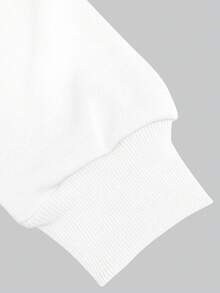 Áo nỉ cổ tròn in chữ rộng rãi cho nữ - trắng - Xem 4