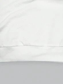 Áo nỉ cổ tròn in chữ rộng rãi cho nữ - trắng - Xem 3