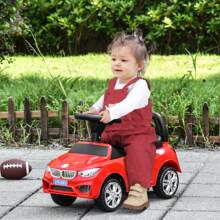 Macchinina per Bambini Cavalcabile con Volante, Fari e Musiche Integrate, Età 18-36 Mesi, 63.5x28x36cm - Rosso - Visualizzare 2