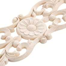 2 pezzi Applique decorative in legno non dipinto, Decalcomanie di intaglio lungo per mobili per armadi, specchi, cassettiere, pareti, armadi, letti - Beige - Visualizzare 3
