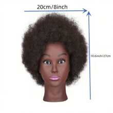 Afro Mannequin Head With Curly Real Hair, With Display Stand For Hairstyling Practice - Black - View 5