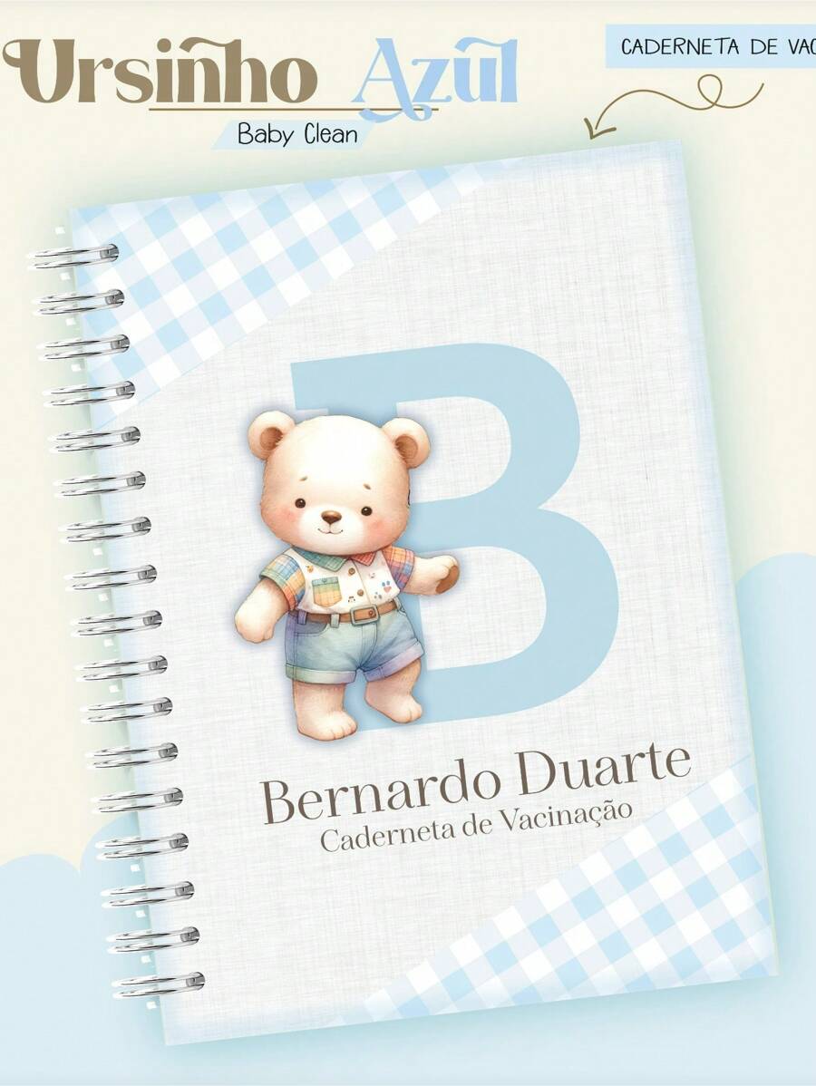 Vaccination Booklet Hardcover - Personalized For Boy - Blue Teddy Bear - View 1