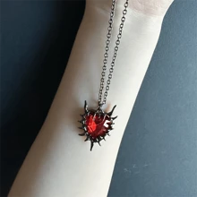 1 件哥特朋克风格荆棘心形项链，深红色水晶吸血鬼颈链，嘻哈珠宝礼物情人节、妈妈、母亲、母亲节、礼物 - 黑色 - 查看 3