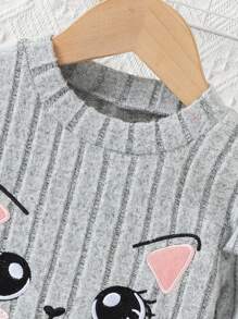 Young Girl Cute Embroidered Pattern Casual Long Sleeve Dress