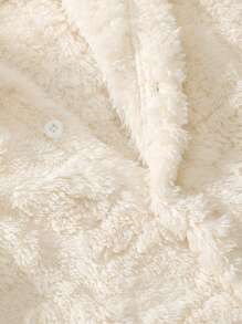 2pcs Baby Boy Solid Color Fleece Jumpsuit & Hat Set - Beige - View 6