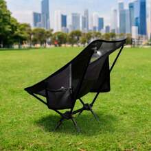 Sillas plegables ultraligeras MOON LENCE con bolsa de transporte, capacidad pesada de 110 kg, sillas plegables portátiles para camping, playa, hogar, familia, excursionismo, camping - Negro - Ver 2