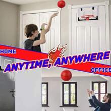 Mini Basketball Hoop Indoor Punch-Free Hanging Movable Door Basketball Hoop Set - Black - View 2