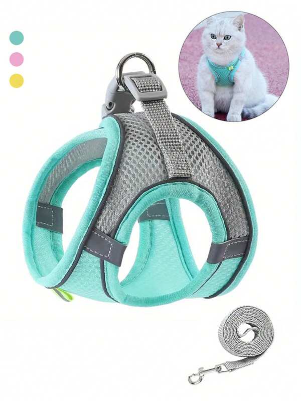 Cat Harness Leash Set Escape Proof Reflective Harness Vest For Cat Small Dog Breathable Puppy Walking Lead Leash Pet Accessories