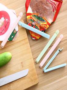 5 piezas/paquete Clips de sellado de alimentos, clips para bolsas de aperitivos - Multicolor - Ver 1