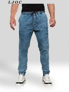 Men's Blue Marbled Jogger Jeans - Màu xanh lam - Xem 2