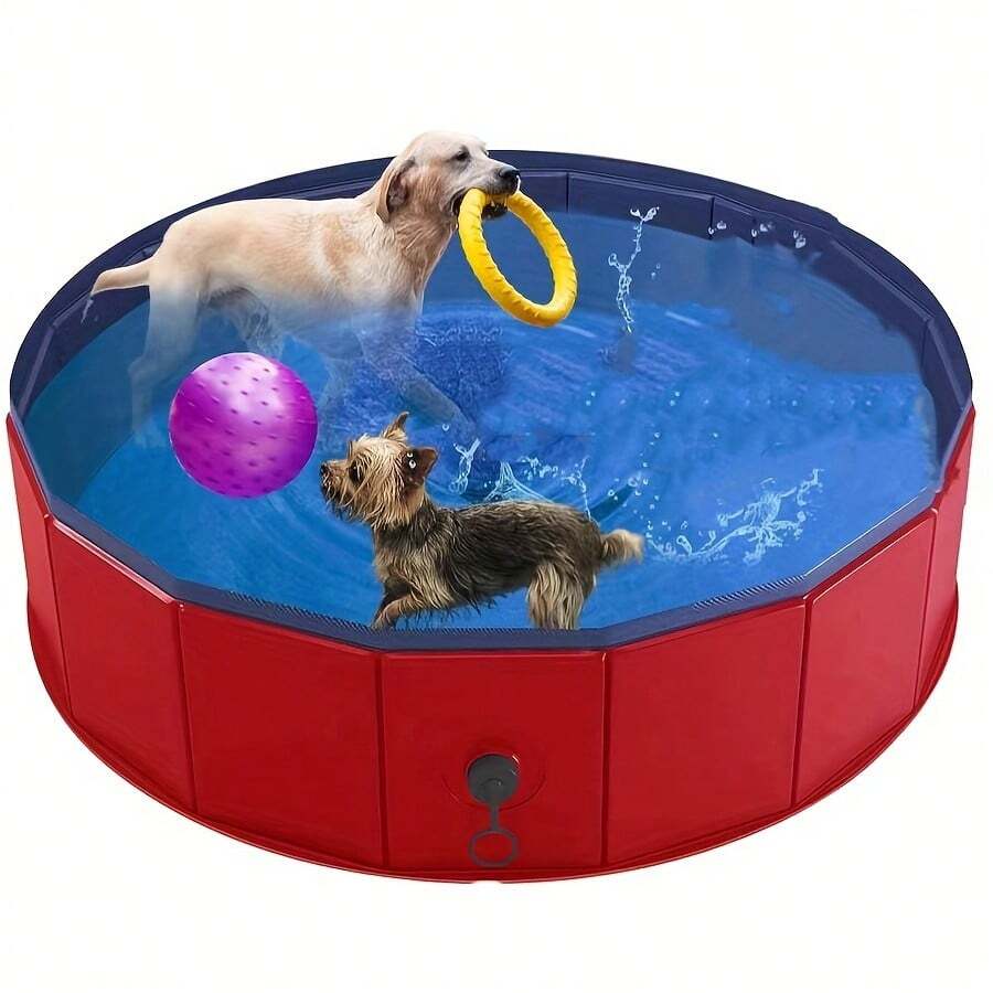 PowBear Dog Paddling Pool(160 X 30 Cm) - Portable Dog Pools - Slip-Resistant, And Durable Kiddie Swimming Pool For Kids, Dogs And Cats - Available In 3 Sizes - Red - View 1