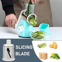 Rotary Cheese Grater With Handle Vegetable Cheese Shredder Slicer Grater For Kitchen 3 Changeable Blades For Cheese Potato Zucchini Nuts Chocolate - Green - View 4