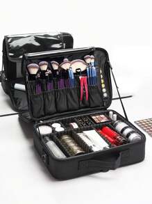 防水化妆品收纳袋专业化妆包便携手提包大容量斜挎化妆盒，化妆包化妆袋护肤包洗漱包收纳袋，必需品邮轮必需品，婚礼伴娘礼物，妈妈礼物，生日礼物，家居装饰，浴室客厅卧室装饰，婚礼伴娘礼物，妈妈礼物，生日礼物，家居装饰，浴室客厅卧室装饰化妆包节日必需品化妆包节日 2024 化妆品收纳袋化妆品收纳 - 黑色 - 查看 3