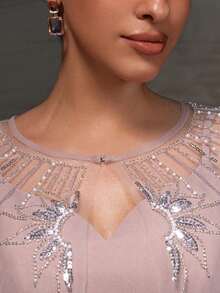 New Arrival Pink Lace Shawl Bodycon Mermaid Evening Dress Set - Pink - View 9