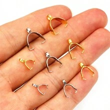 20pcs Stainless Steel Pendant Pinch Bail Clasps Necklace Hooks Clips Connector DIY Jewelry Making Findings - Pinch Bails - View 6