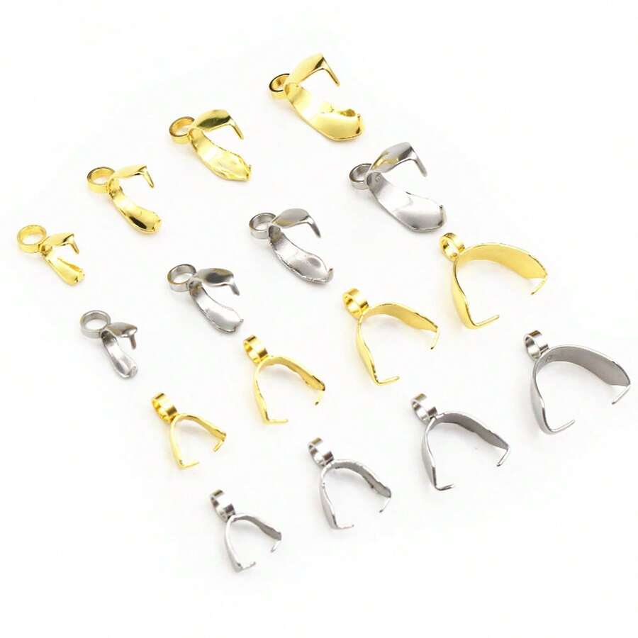 20pcs Stainless Steel Pendant Pinch Bail Clasps Necklace Hooks Clips Connector DIY Jewelry Making Findings - Pinch Bails - View 1