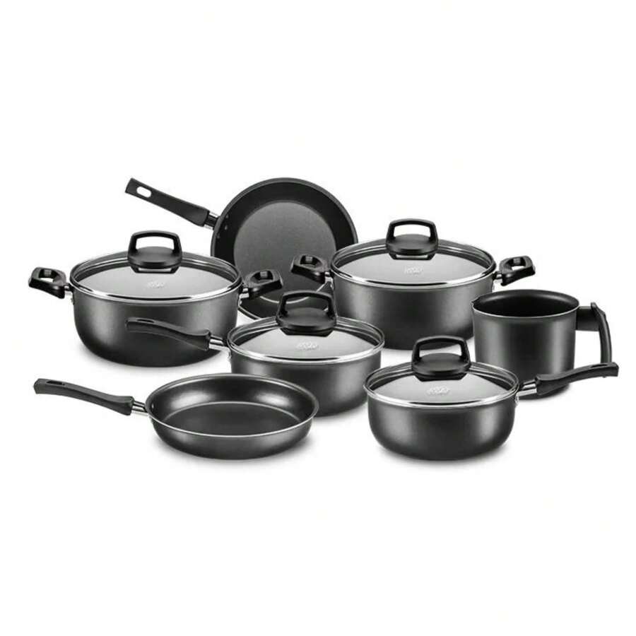 Aluminum Cookware Set 7 Pieces Frying Pan, Casserole, Graphite Crystal Kettle MTA - 5683 - màu đen - Xem 1