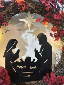 Luminous Virgin Mary Joseph Jesus Nativity Holy Jesus Christmas Wreath New Style - Multicolor - View 9