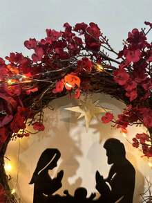 Luminous Virgin Mary Joseph Jesus Nativity Holy Jesus Christmas Wreath New Style - Multicolor - View 3