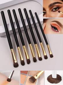 7pcs Horse Hair Eye Makeup Brush Set, Complete Eye Shadow, Nose Contour Brushes - Multicolor - View 15