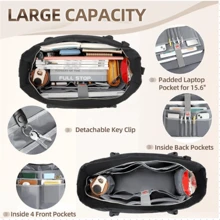 Laptop Bag For Women 15.6 Inch Work Teacher Tote Bag Nurse Bag Professional Laptop Tote Computer Messenger Shoulder Bag Large Handbag Business Office Work Bag Briefcase - 黑色 - 查看 4