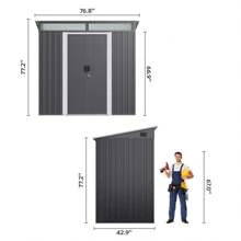 Asofer 6'x4' Outdoor Storage Shed Metal Garden Shed With Sliding Lockable Doors, Versatile Tool Bike Shed With Transparent Panel Windows, Outdoor Storage  For Backyard, Patio - 黑色 - 查看 4