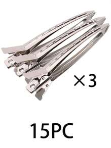 100 piezas Pinzas rizadoras para el cabello de 3,5 pulgadas para lazo, gran pinza de pasador, salón de peluquería, barbería (plata) - Plateado - Ver 8