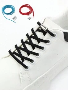 1 Pair Non Tying Metal Capsule Elastic Shoelace Buckle Accessory, Semi-Circular Elastic Non Tying Elastic Slouchy Shoelace (Shoelace With Carrying Buckle)-Easy-Clip No-Tie Elastic Shoelaces With Metal Capsule Buckles, Stretchy & Secure For Sneakers And Boots Shoe Laces Wedges Shoes For Women - 4pcs - View 1