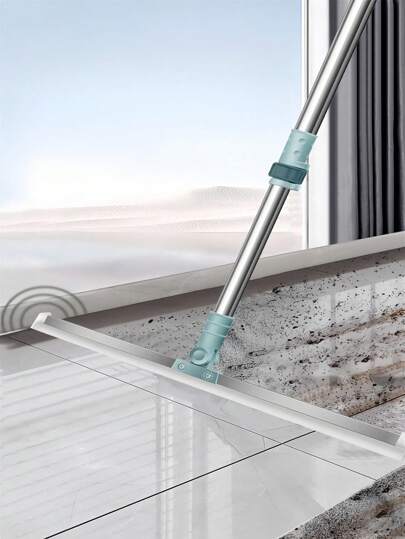 1 Set, Extendable Stainless Steel Rod 50cm Wide Water Scraper Broom, Double Nail Silicone Magic Broom, Sweeping, Wiping, Scraping, Three In One Multi-Functional Wet And Dry Magic Broom. Suitable For Bathrooms, Kitchens, Floors, Glass, Marble, Smooth Surfaces. Water Stains, Hair, Dust, And Garbage Can All Be Cleaned Up.