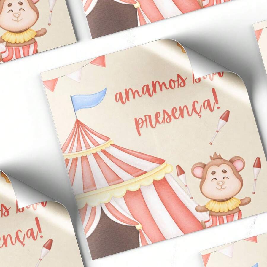 30 Circus Girl Square Stickers 4x4cm - 彩色 - 查看 1