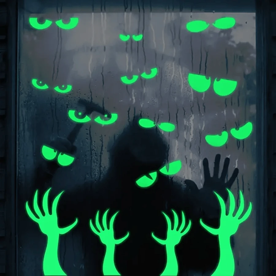 8pcs Glow In The Dark PeekABoo Eyes Stickers Spooky Luminous Window