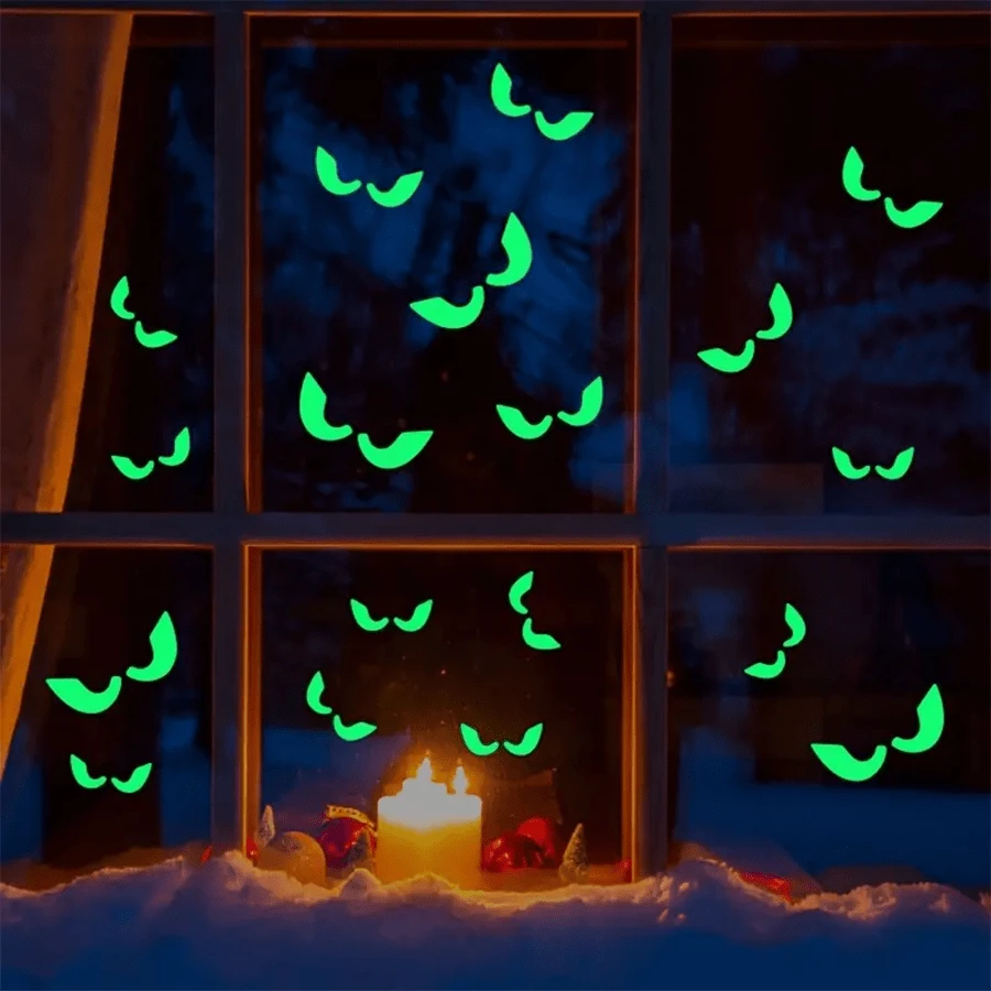 8pcs Glow In The Dark PeekABoo Eyes Stickers Spooky Luminous Window