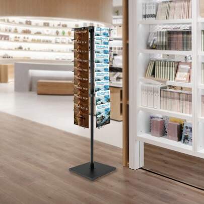 LOYALHEARTDY Rotating Brochure Display Stand,Detachable Magazine Rack With 36 Pockets, 63inch Floor Standing Literature Display Stand