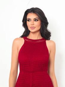 Women Sweater Dresses - Burnt Red - View 8