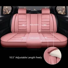 Universal 5 Seat Car Cover PU Leather Seat Covers Full Set Waterproof For Car Sedan SUV Truck Front And Rear Seat Cover Protector - 粉色 - 查看 4