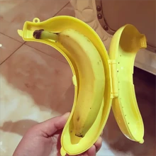 1 件塑料香蕉保护容器盒，户外旅行食品午餐水果储存盒，可爱香蕉架 - 黃色 - 查看 4