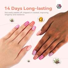 Saviland Nail Polish Set Quick-Drying 12 Colors Pastel Nail Polish Non-Gel Castor Oil Regular Glitter Finger Nail Polish Set With Base Coat Top Coat French Manicure Art 10ml - 淺粉色 - 查看 7